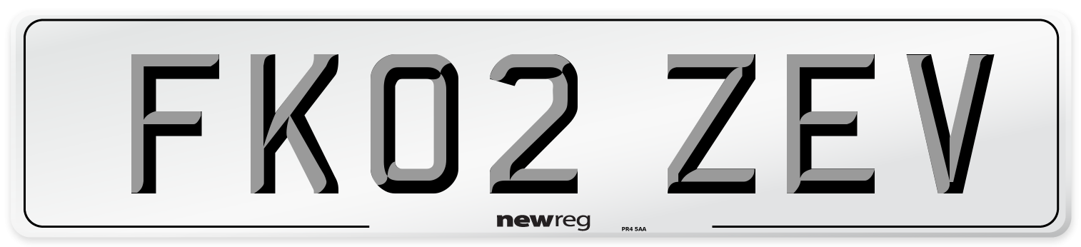 FK02 ZEV Number Plate from New Reg
